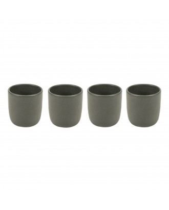 Set 4 cesti ceramica pentru espresso, 9 cm, Mira Dark Grey - VILLACER